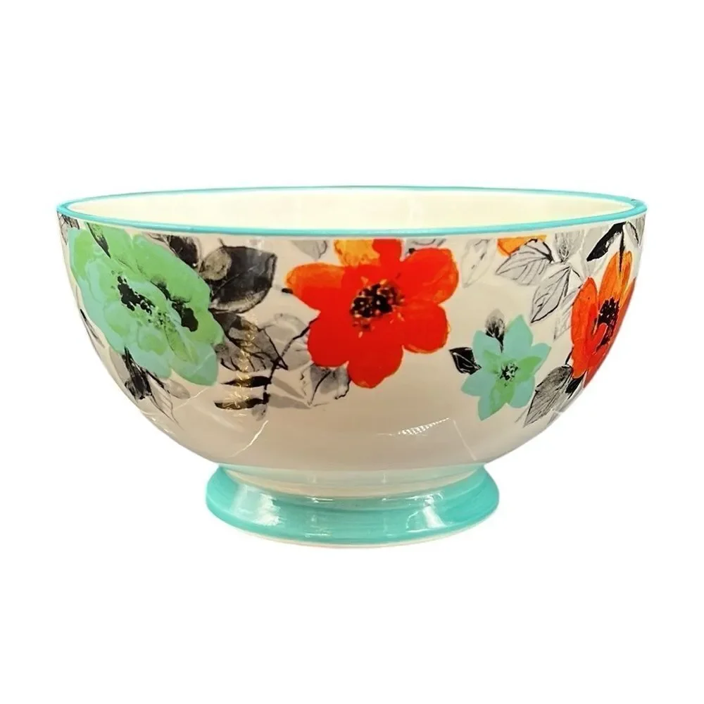 The Pioneer Woman Flea Market Floral Bowl Ceramic Pedestal Cereal Fruit